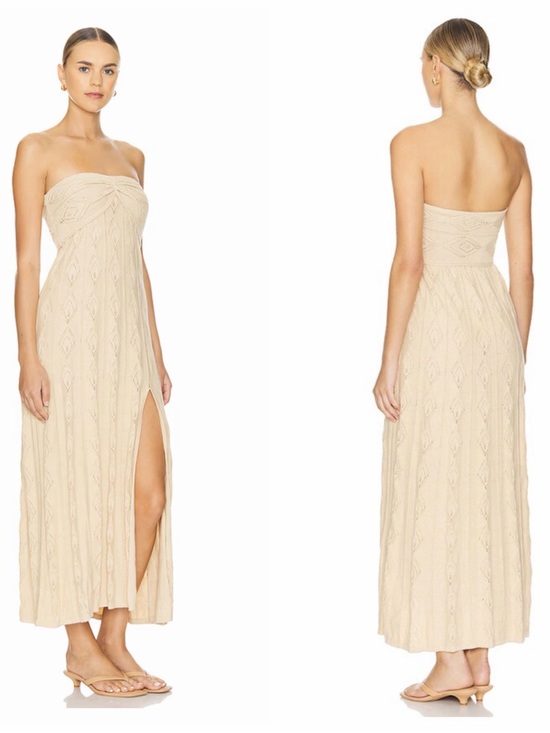 Misa Los Angeles Dresses & Skirts - Misa Los Angeles Aicha Strapless Cream Knit Maxi Dress with Side Slit